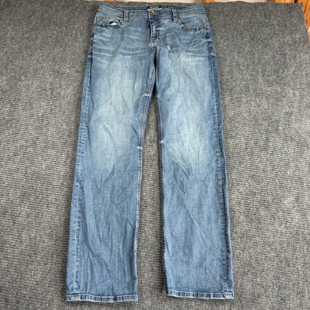 Reclaim Regular Straight Leg Light Wash Blue Denim Jeans Mens 32x34 3745
